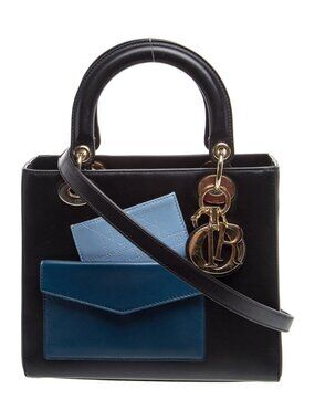 Christian Dior Raf Simons Medium Lady Dior Pocket Bag Black Leather